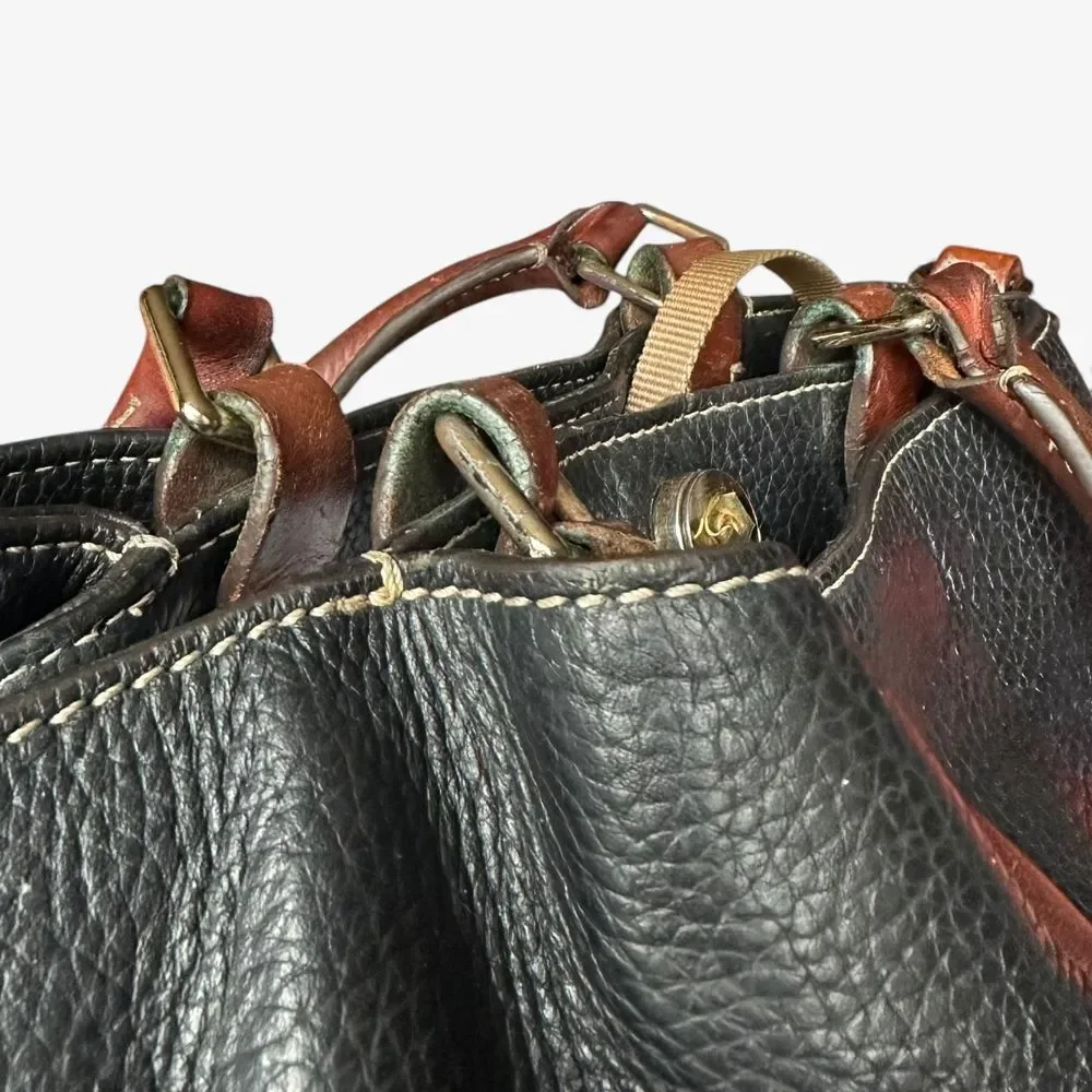 Dooney & Bourke Pebbled Leather Satchel Black Brown Trim